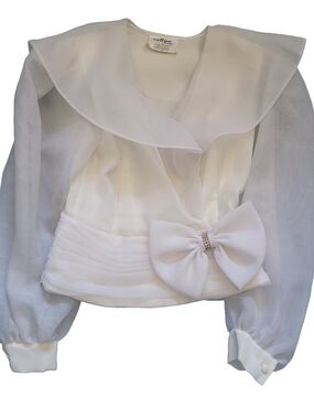Vintage 1980s Ann Hobbs For Cattiva White Blouse